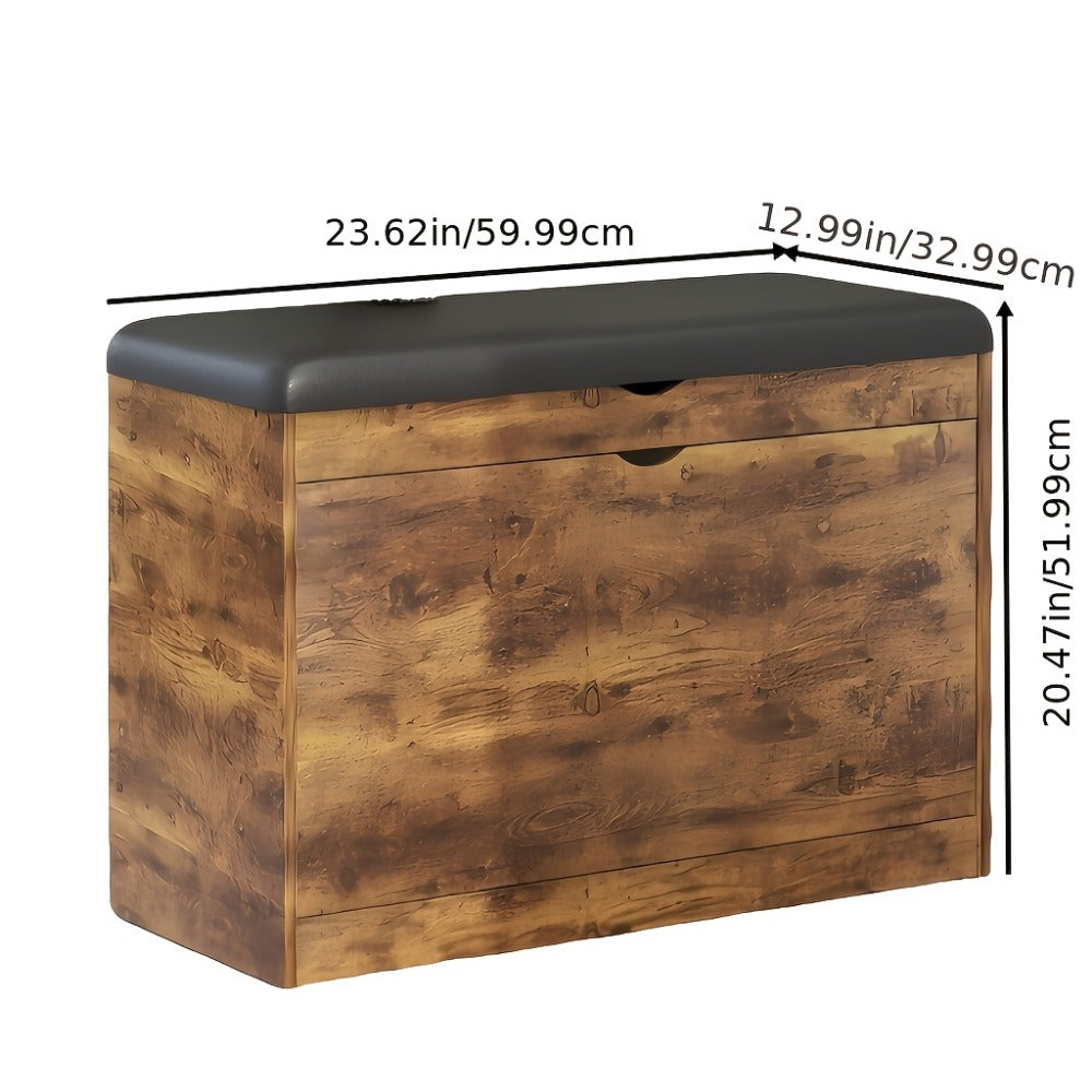 Storage Stool with Hidden Storage and Padded Seat for Entryway detail image - detail view 6