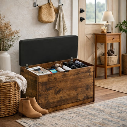 Storage Stool with Hidden Storage and Padded Seat for Entryway detail image - detail view 8
