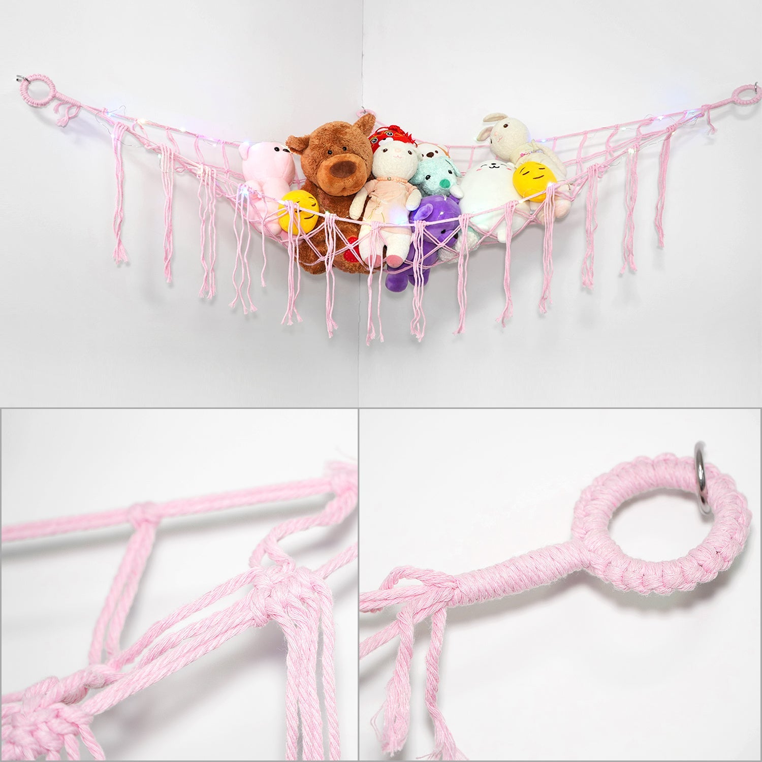 Stuffed Animal Storage Hammock with LED Lighting and Washable Cover for Kids' Room detail image - detail view 16