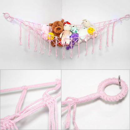 Stuffed Animal Storage Hammock with LED Lighting and Washable Cover for Kids' Room detail image - detail view 16