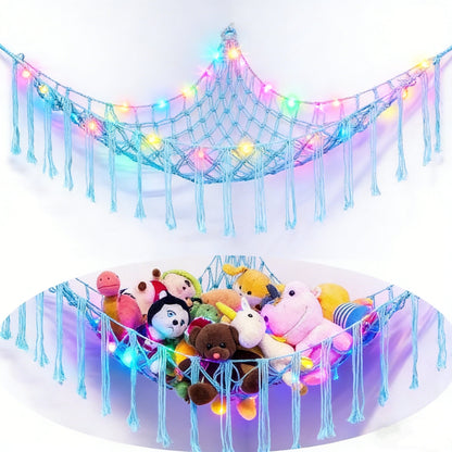 Stuffed Animal Storage Hammock with LED Lighting and Washable Cover for Kids' Room detail image - detail view 24