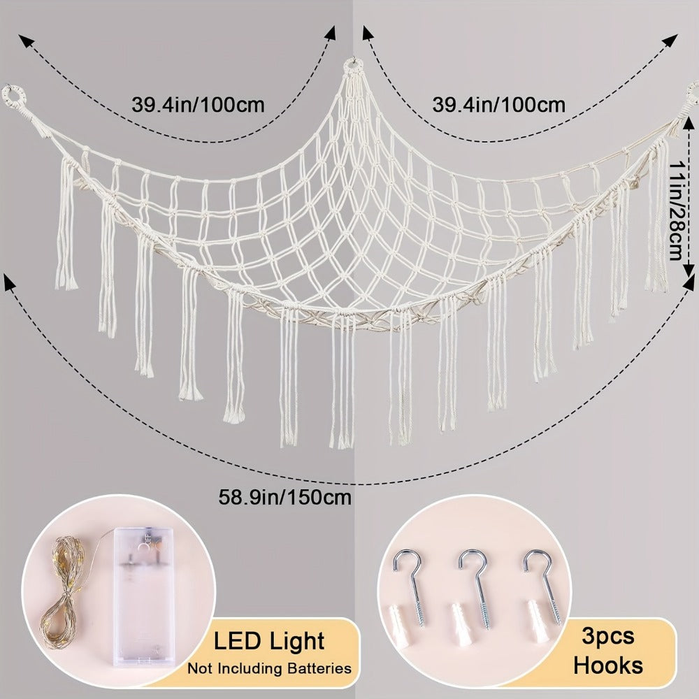 Stuffed Animal Storage Hammock with LED Lighting and Washable Cover detail image