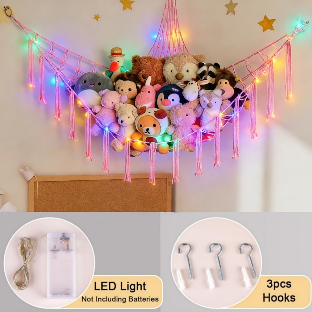 Stuffed Animal Storage Hammock with LED Lighting and Washable Cover detail image - detail view 4