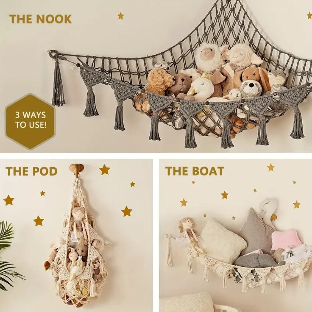 Stuffed Animal Storage Hammock with LED Lighting for Kids' Room detail image - detail view 6