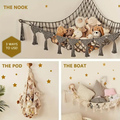 Stuffed Animal Storage Hammock with LED Lighting for Kids' Room detail image - detail view 6