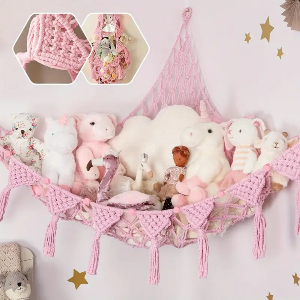 Stuffed Animal Storage Hammock with LED Lighting for Kids' Room detail image - detail view 8