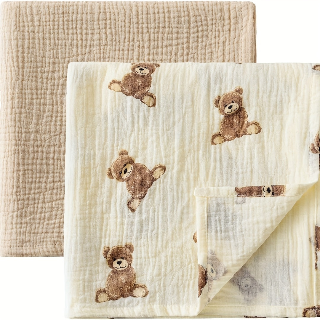 2 Pack Neutral Unisex Baby Swaddle Blankets 40 X 40 Large Muslin Receiving - product view 1
