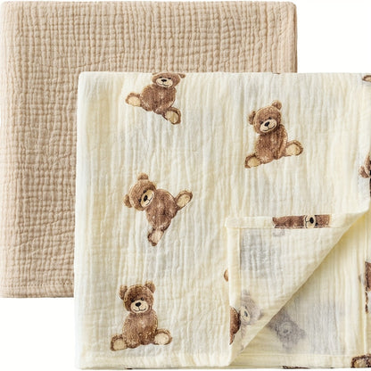 2 Pack Neutral Unisex Baby Swaddle Blankets 40 X 40 Large Muslin Receiving - product view 1