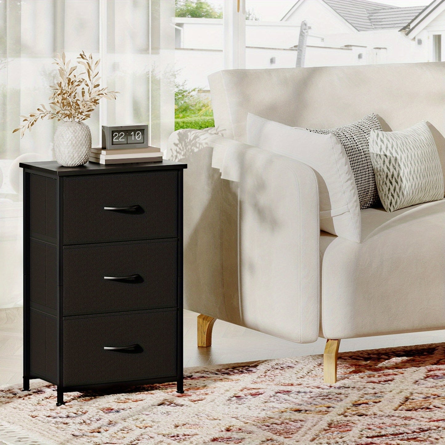 Dresser shown in the Black, 3 Drawers option