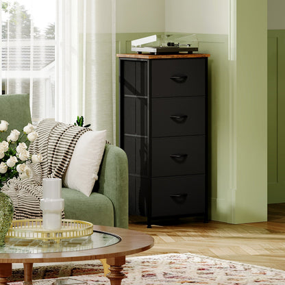 Dresser shown in the Black Rustic Brown, 4 Drawers option
