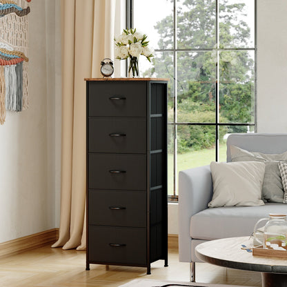 Dresser shown in the Black Rustic Brown, 5 Drawers option
