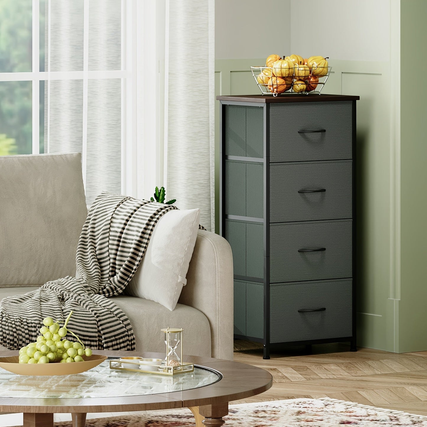 Dresser shown in the Charcoal Gray, 4 Drawers option