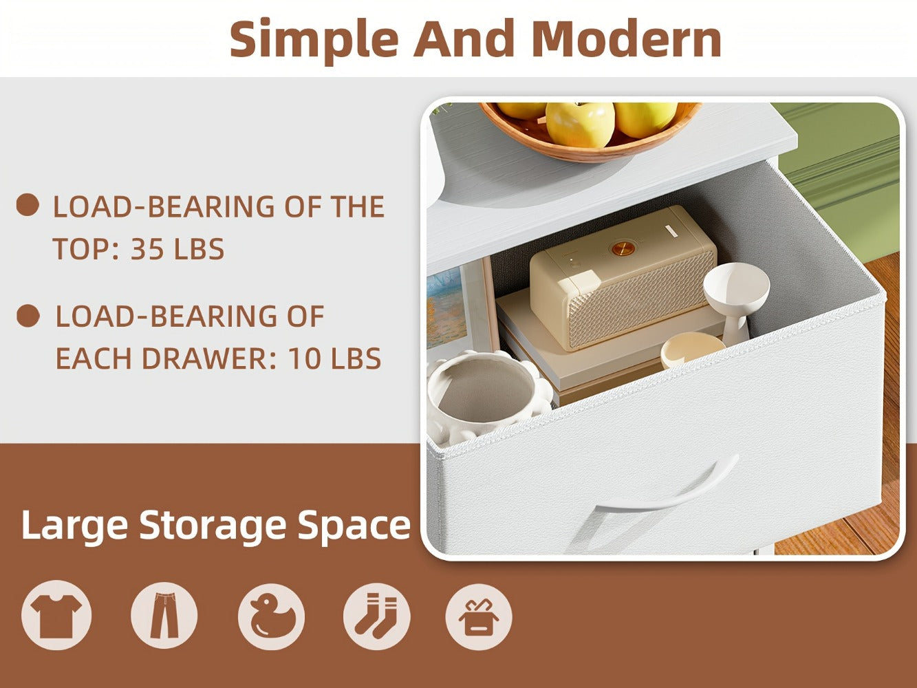 Tall Fabric Dresser with Multiple Color Options, Bedroom Drawer Chest detail image - detail view 32