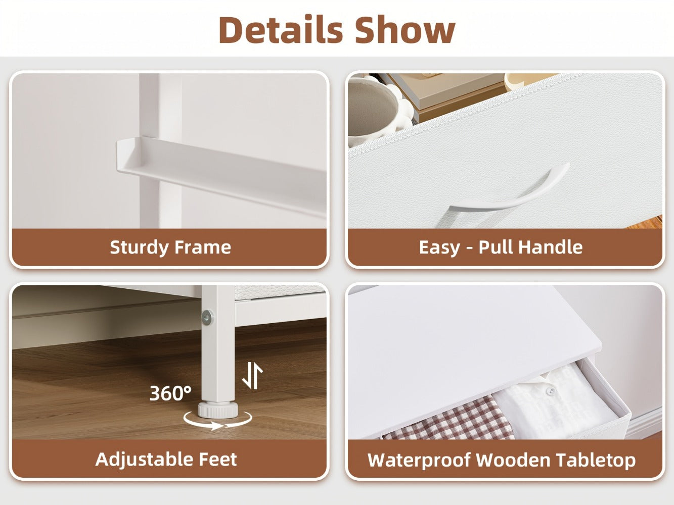 Tall Fabric Dresser with Multiple Color Options, Bedroom Drawer Chest detail image - detail view 33
