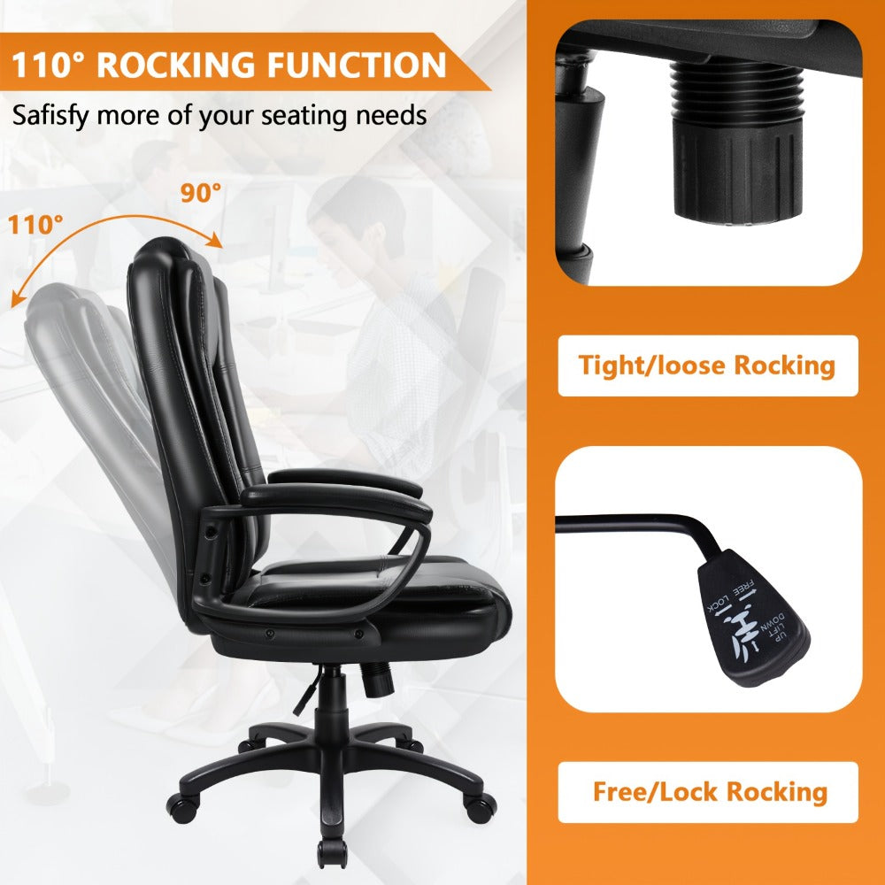 Tall Faux Leather Office Chair with High Back, Computer Desk Chair for Home Office detail image - detail view 10