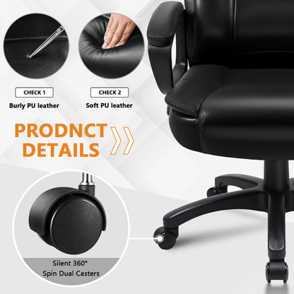 Tall Faux Leather Office Chair with High Back, Computer Desk Chair for Home Office detail image - detail view 11