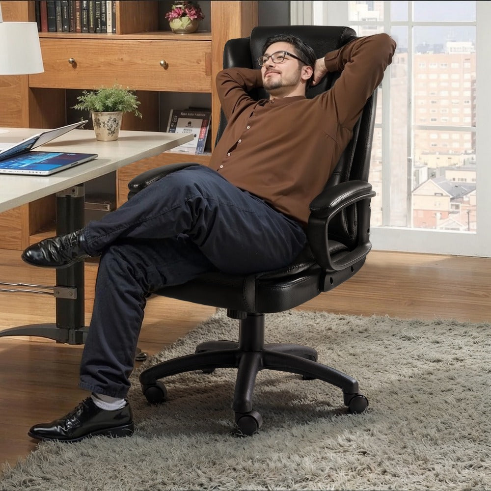 Tall Faux Leather Office Chair with High Back, Computer Desk Chair for Home Office detail image