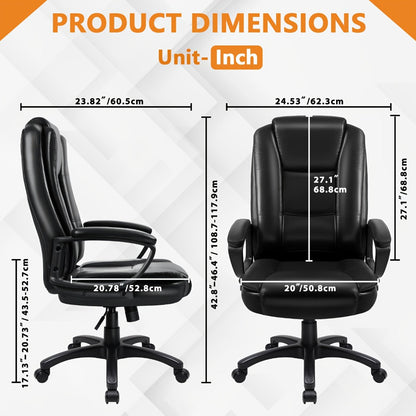 Tall Faux Leather Office Chair with High Back, Computer Desk Chair for Home Office detail image - detail view 4