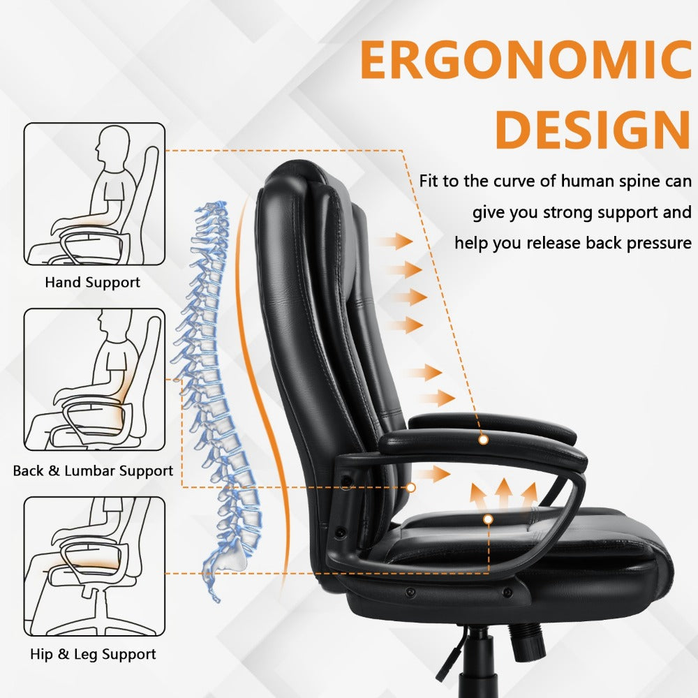 Tall Faux Leather Office Chair with High Back, Computer Desk Chair for Home Office detail image - detail view 6