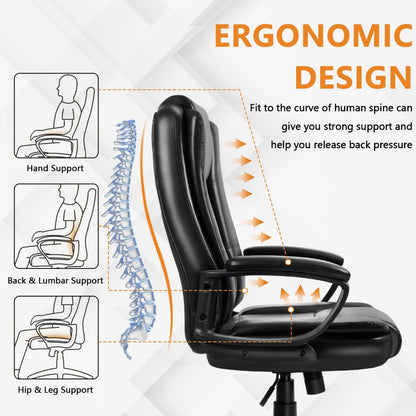 Tall Faux Leather Office Chair with High Back, Computer Desk Chair for Home Office detail image - detail view 6