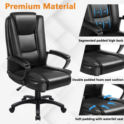 Tall Faux Leather Office Chair with High Back, Computer Desk Chair for Home Office detail image - detail view 8