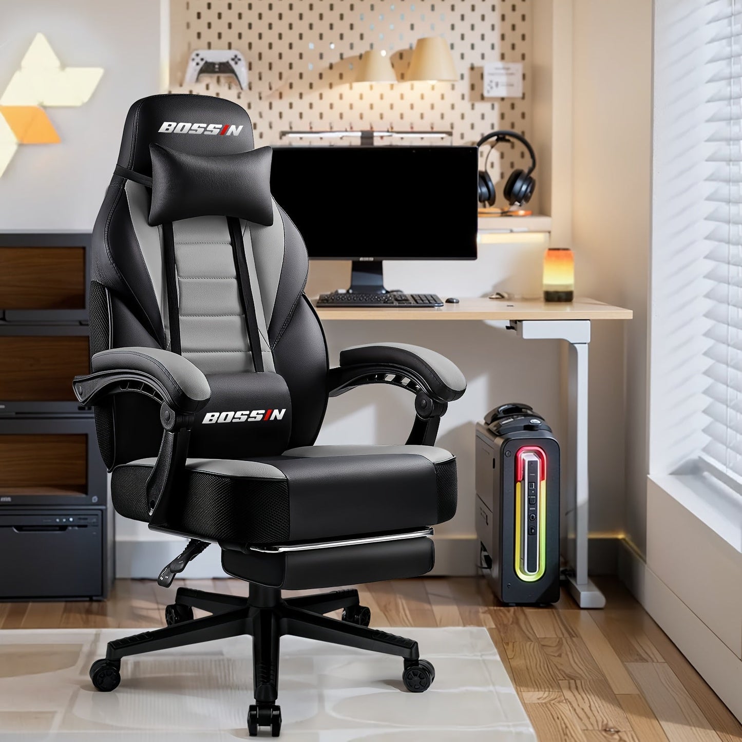 Gaming Chair shown in the Grey option