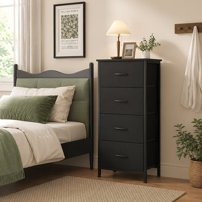 Storage Tower shown in the Black, 4 Draws option