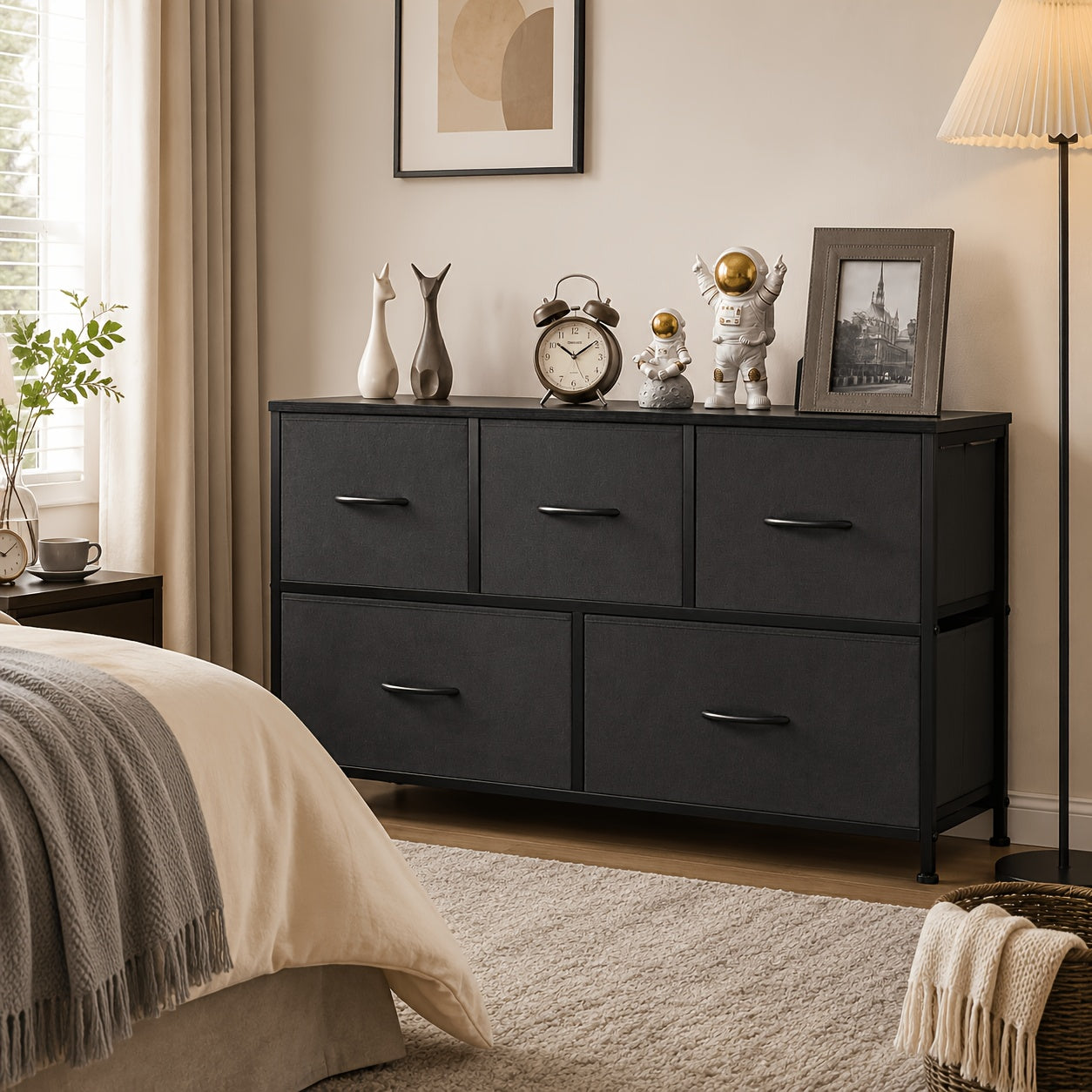 Storage Tower shown in the Black, 5 Draws option