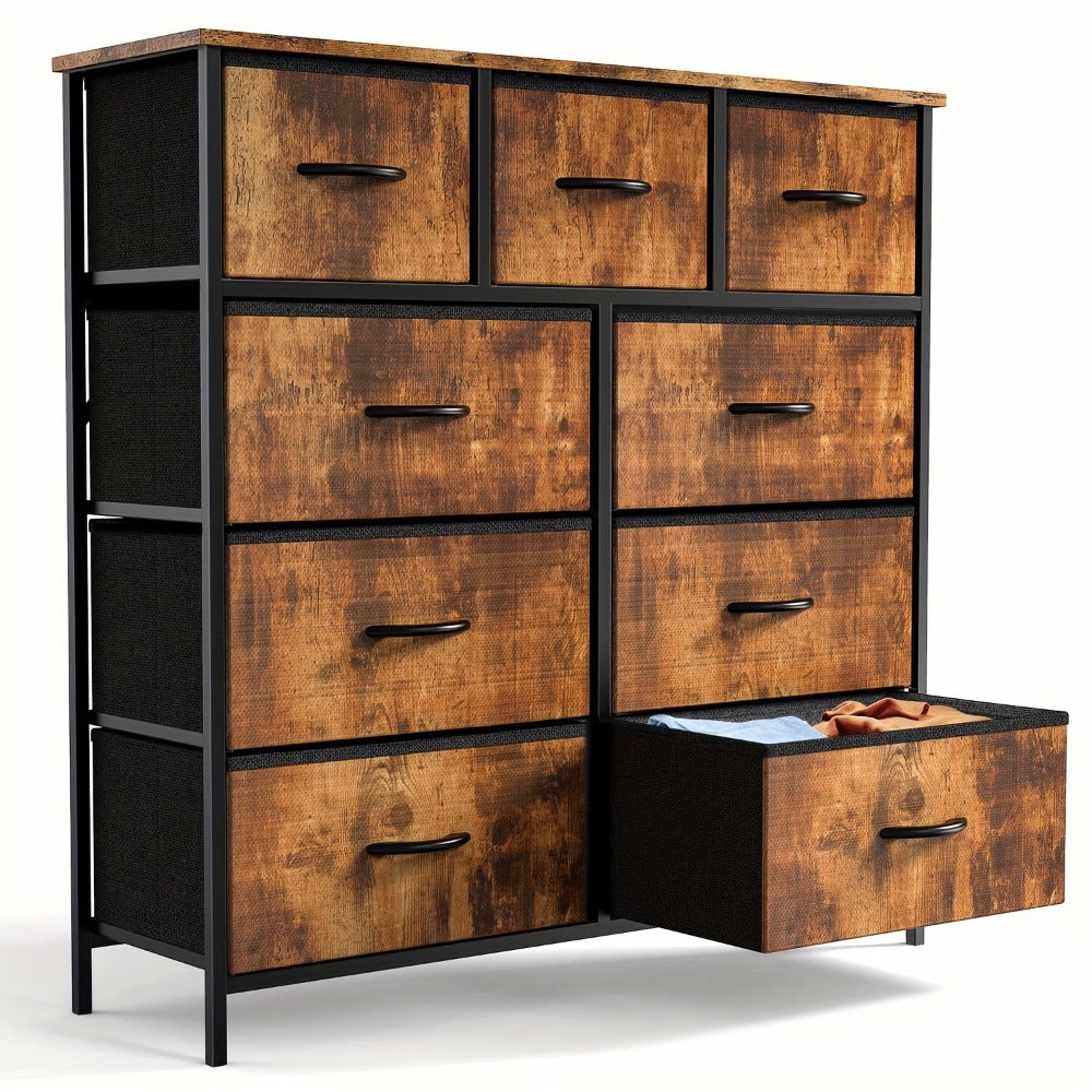 Storage Tower, Tall Fabric with 4, 5, 7 or 8 Drawers & Wooden Top - Wide Dresser Cabinet shown in the main product view