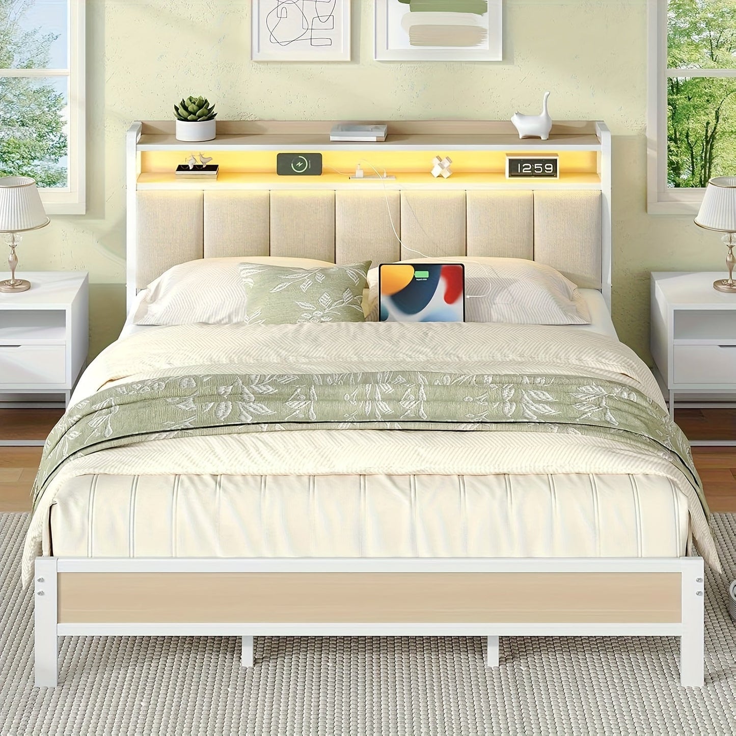 Bed Frame shown in the Cream, King option