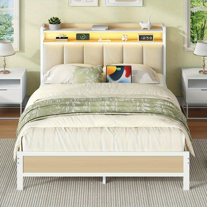 Bed Frame shown in the Cream, Queen option