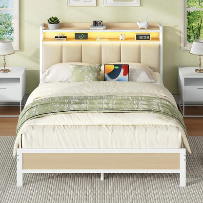 Twin Queen Bed Frame with Charging Station for Bedroom Comfort and Support detail image - detail view 10