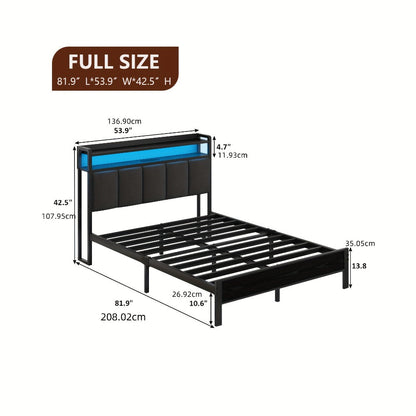Twin Queen Bed Frame with Charging Station for Bedroom Comfort and Support detail image - detail view 14