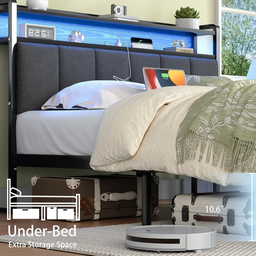 Twin Queen Bed Frame with Charging Station for Bedroom Comfort and Support detail image - detail view 20
