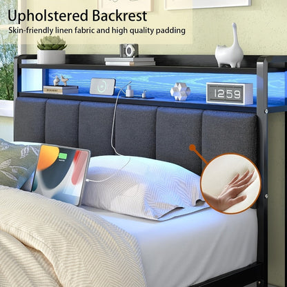 Twin Queen Bed Frame with Charging Station for Bedroom Comfort and Support detail image - detail view 21