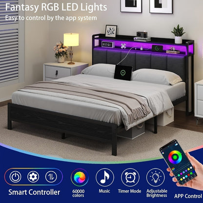 Twin Queen Bed Frame with Charging Station for Bedroom Comfort and Support detail image - detail view 23