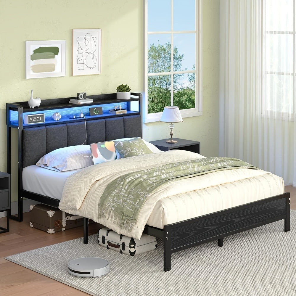 Twin Queen Bed Frame with Charging Station for Bedroom Comfort and Support detail image - detail view 4