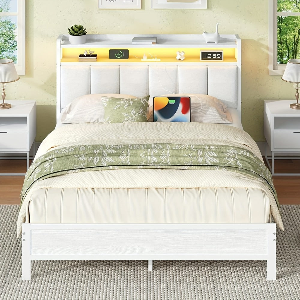 Twin Queen Bed Frame with Charging Station for Bedroom Comfort and Support detail image - detail view 5