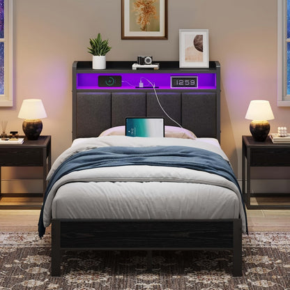 Twin Queen Bed Frame with Charging Station for Bedroom Comfort and Support detail image - detail view 9
