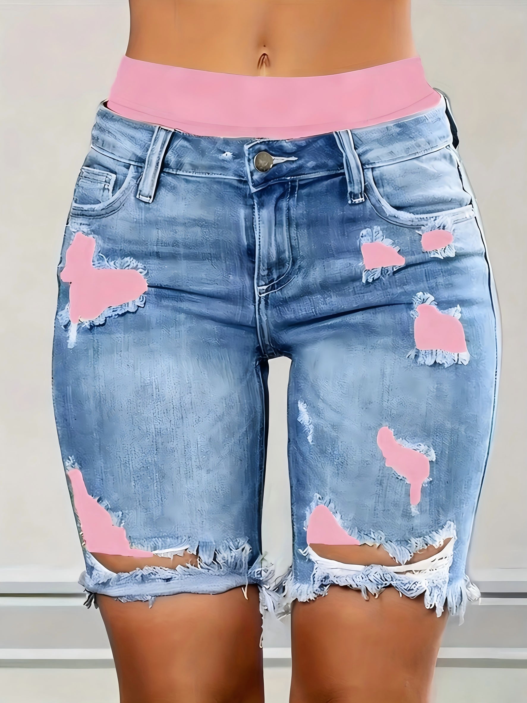 Unisex Denim Shorts - Distressed detail image - detail view 10