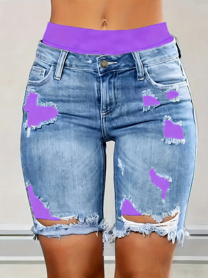 Unisex Denim Shorts - Distressed detail image - detail view 12