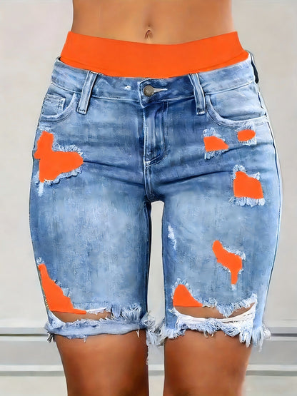 Unisex Denim Shorts - Distressed detail image - detail view 15