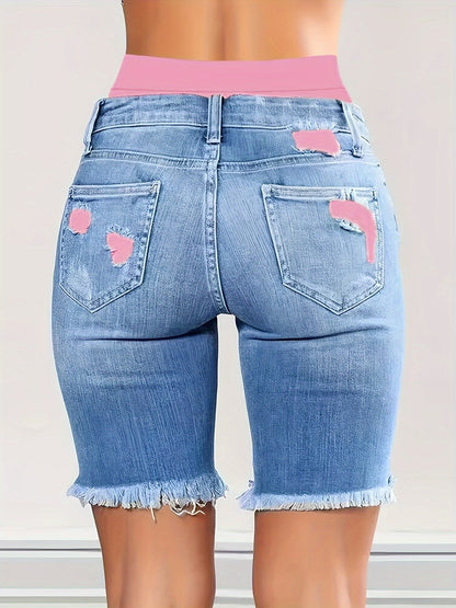 Unisex Denim Shorts - Distressed detail image - detail view 7
