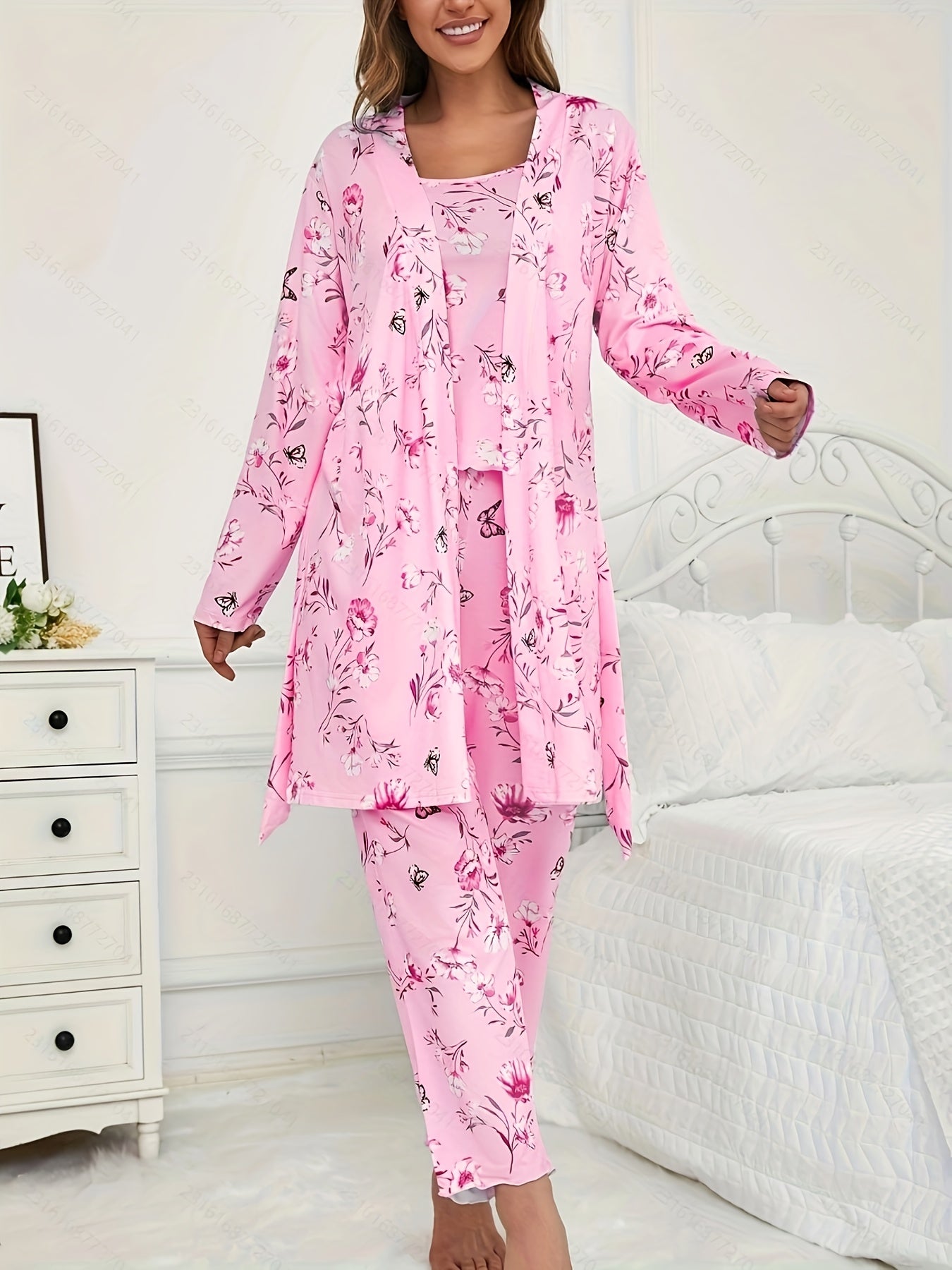 Unisex Pajama Set - Floral Graphic Style 50789