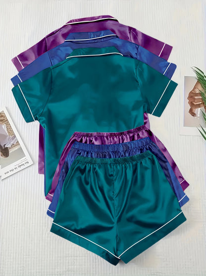 Unisex Pajama Set - Satin Button-Front