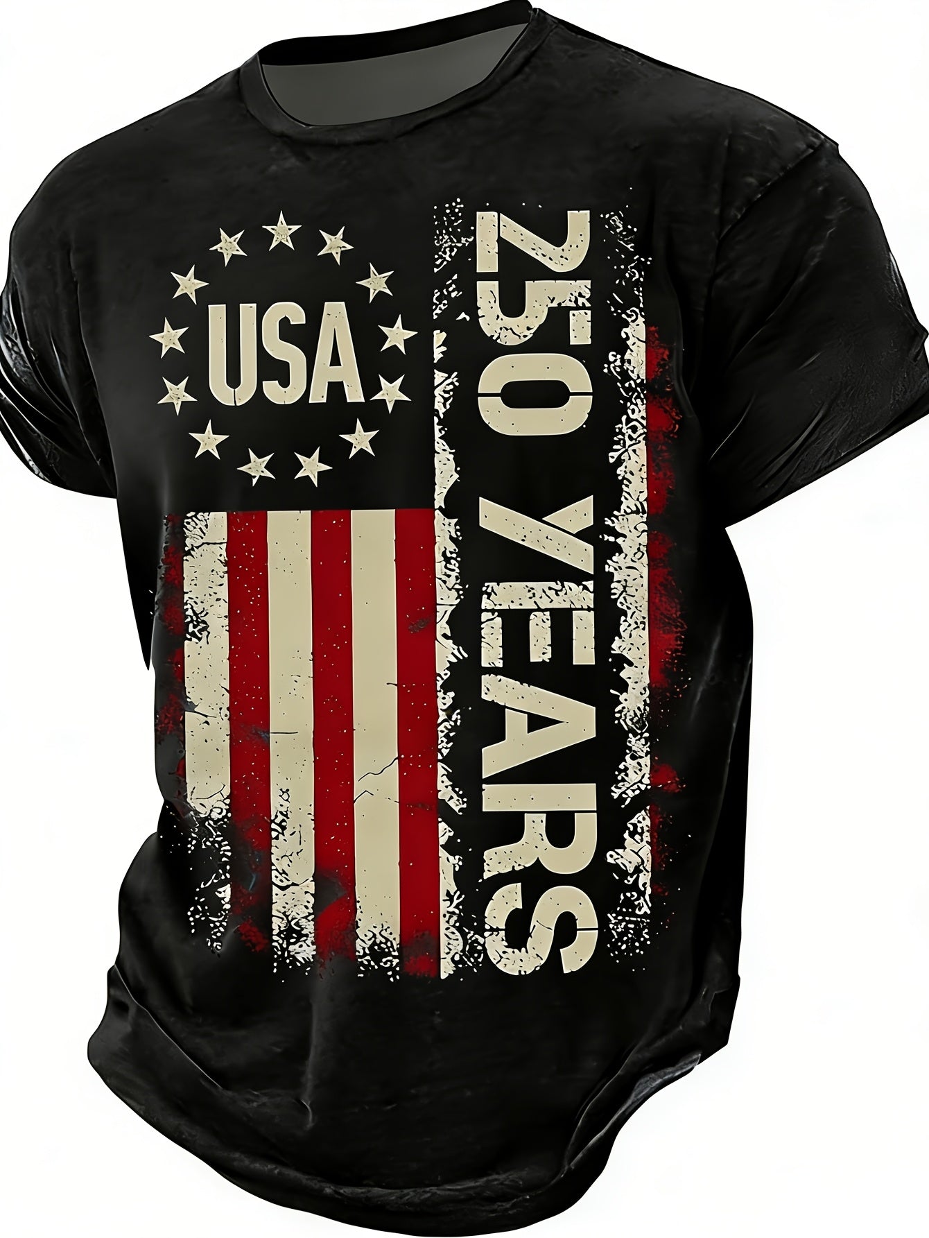 Independence Day T Shirts Retro USA Flag Crewneck Tee Great 250 Celebration Items - product view 10
