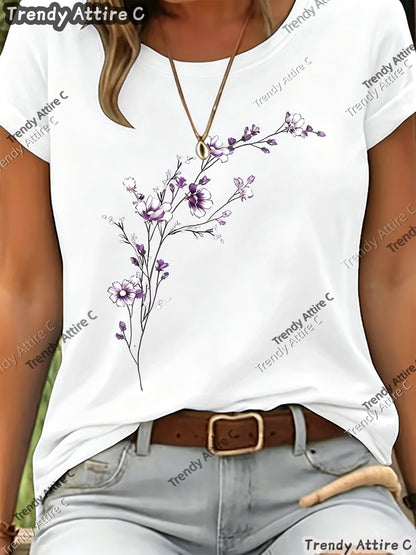 Unisex's Floral Print T-Shirt - Short Sleeve 419109