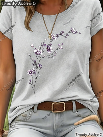 Unisex's Floral Print T-Shirt - Short Sleeve 419109