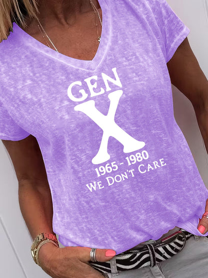 Purple Polyester Printed V-Neck T-Shirt - product view 7