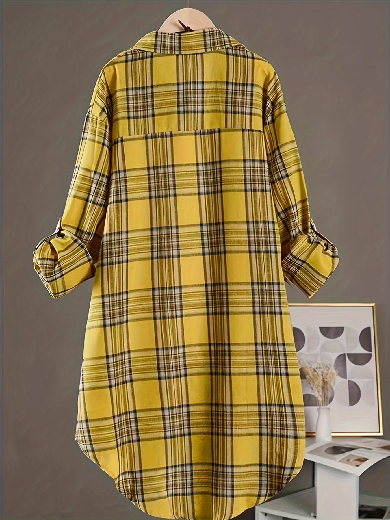 Unisex's Plaid Shirt - Long Sleeve 209253 detail image - detail view 5